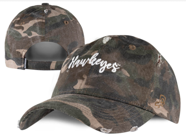 Women's Camo Distressed Hawkeyes Hat - abcthreads