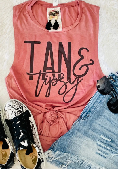 Tan & Tipsy Muscle Tank - abcthreads