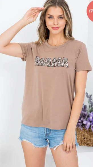 Mocha and Leopard Mama Shirt - abcthreads