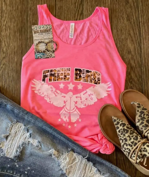 Women's Free Bird Leopard & Hot Pink Tank Top - abcthreads