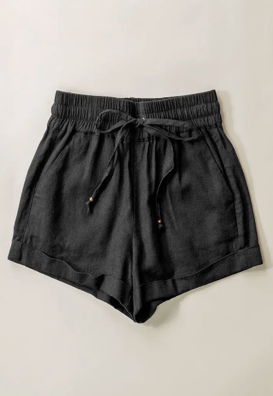 Womnen's Linen Lightweight Stretchy Waistband Shorts - abcthreads