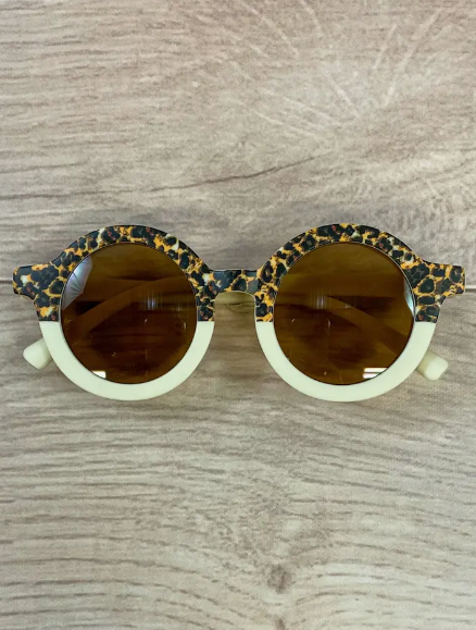 Girls Fashion Sunglasses in Animal Print & Ivory - abcthreads