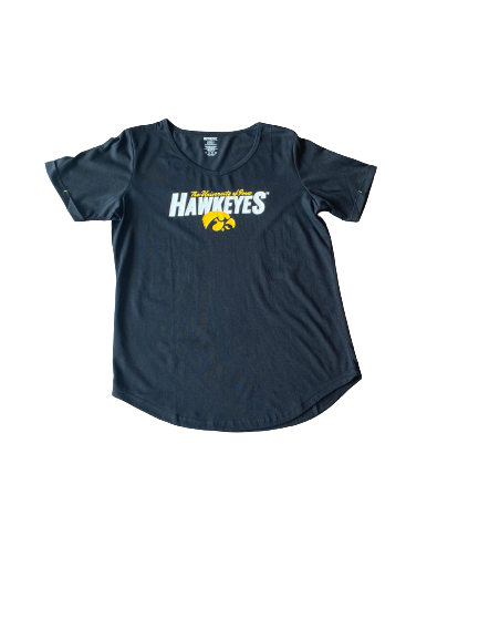 Women's Iowa Hawkeye Black & Gold V Neck Tee - abcthreads