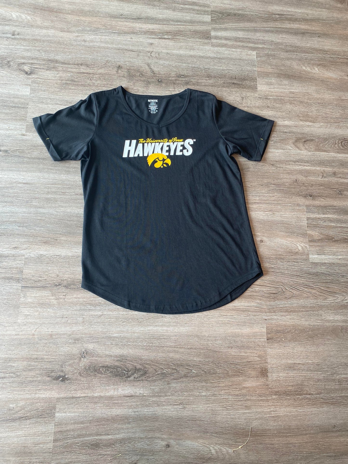 Women's Iowa Hawkeye Black & Gold V Neck Tee - abcthreads