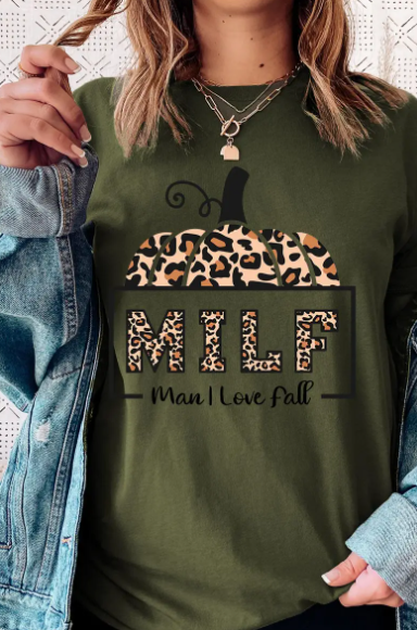 MILF Man Love Fall Leopard Graphic Tee - abcthreads