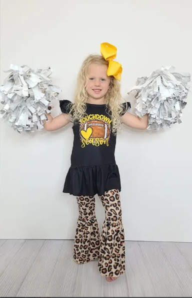 Girls Toddler Leopard Touchdown Football Outfit - abcthreads