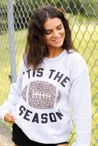 Women's Leopard Football Crewneck Sweatshirt - abcthreads