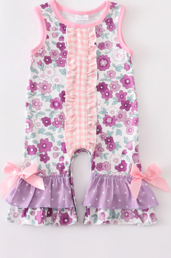 Pink & Purple Flower Ruffle Romper - abcthreads