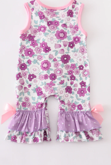 Pink & Purple Flower Ruffle Romper - abcthreads