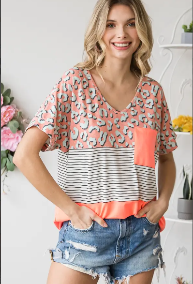 Neon Orange Leopard Oversized Tee - abcthreads