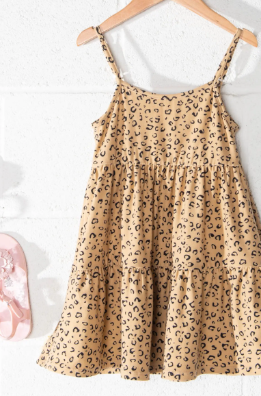 Girls Animal Print Tiered Mini Dress - abcthreads