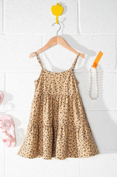 Girls Animal Print Tiered Mini Dress - abcthreads