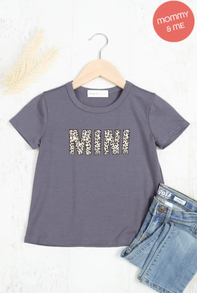 Leopard "MINI" Kids & Toddlers Graphic Tee in Gunmetal - abcthreads