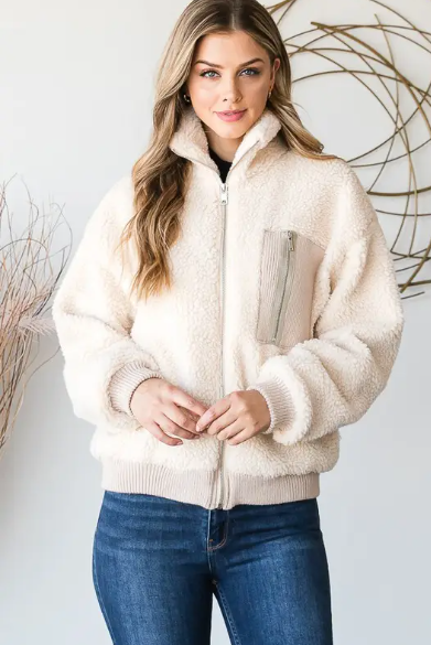 Womens full clearance zip sherpa jacket