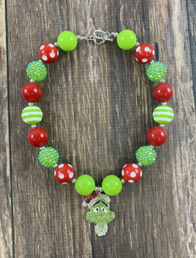 The Grinch Kids Chunky Bead Necklace - abcthreads