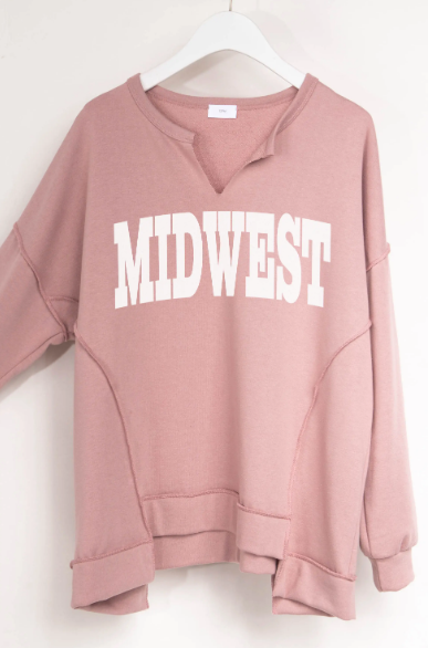 Midwest Graphic Oversized Pullover With Notch Neck - abcthreads