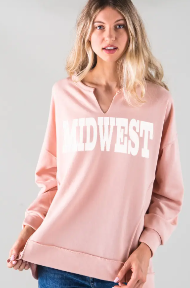 Midwest Graphic Oversized Pullover With Notch Neck - abcthreads